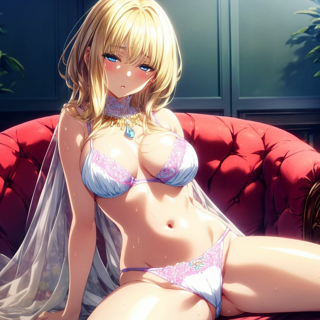 サンプル画像1:金髪クールな下着美少女AIイラスト集※アニメ【400枚】(AIイラスト冒険者) [d_311911]