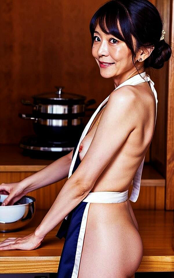 サンプル画像1:【初体験】熟れ過ぎ人妻 裸エプロンde乳首ビンビン！！「こんな格好初めて・・・」(遠くから見つめる) [d_312364]