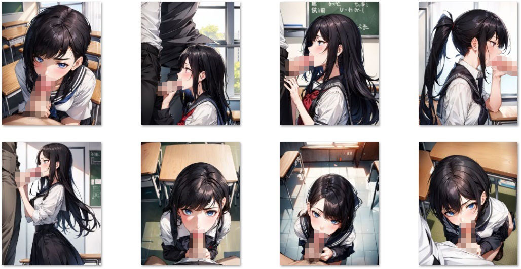 サンプル画像2:生徒委員の女子が教室でヌいてくれる（イラスト集416枚）(秋野美女研究所) [d_312367]