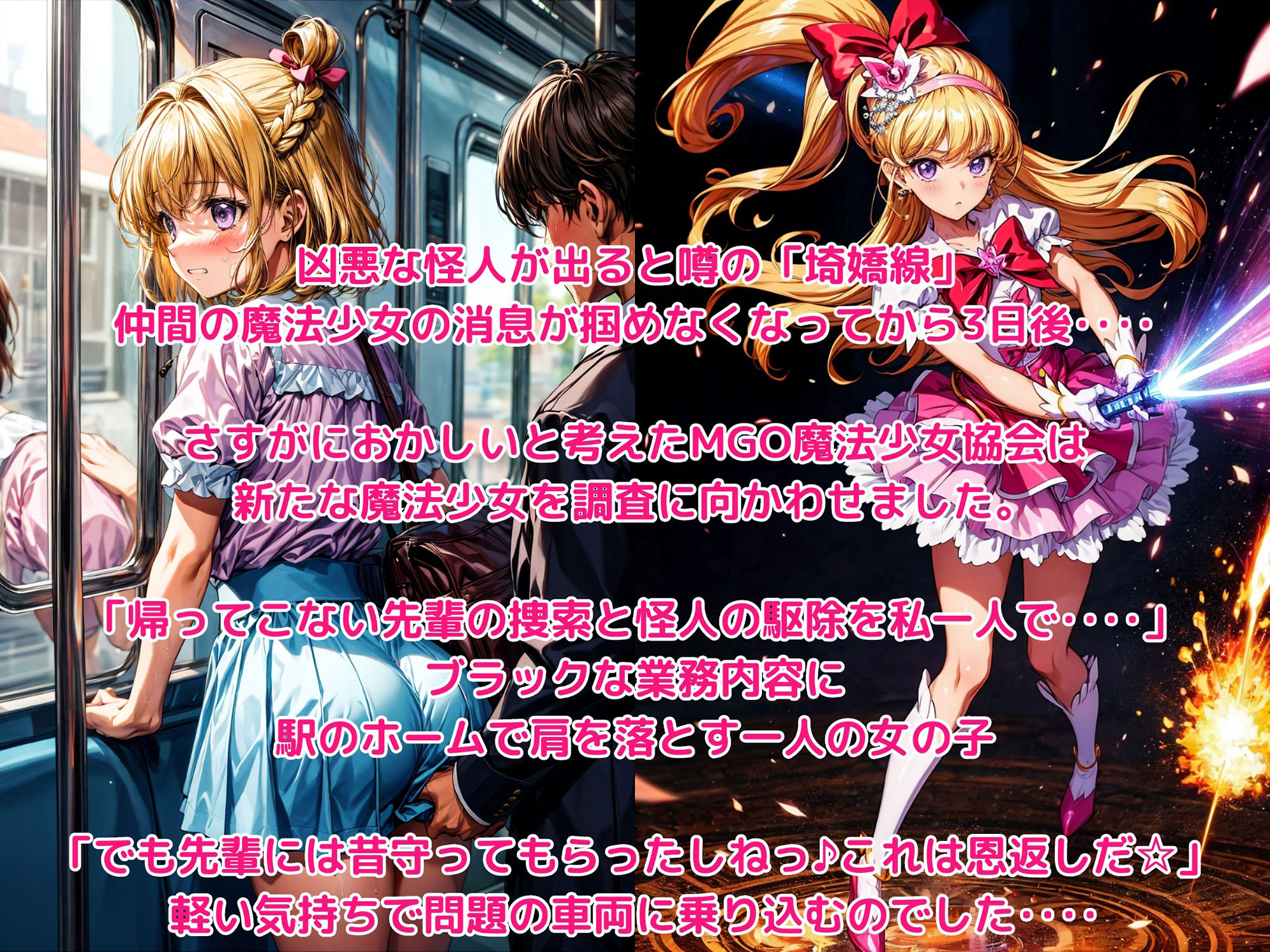 サンプル画像1:怪人痴●車両 -二両目- 起こることのなかった魔法の奇跡(絵心あいのAI生成アトリエ) [d_312518]