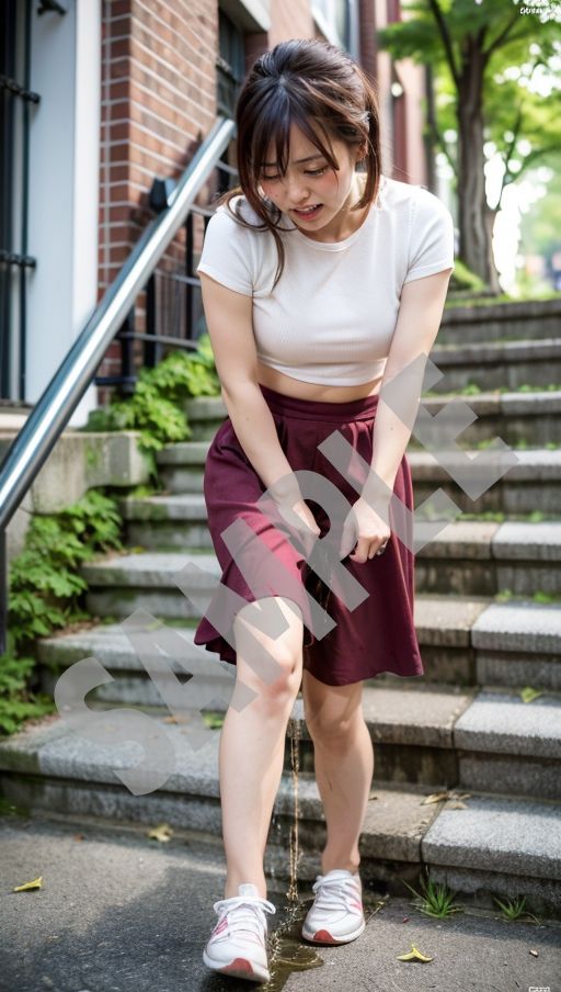 サンプル画像1:おしがま写真集 人妻達の失禁 街角編 VOL.1(AI人妻図鑑) [d_312610]