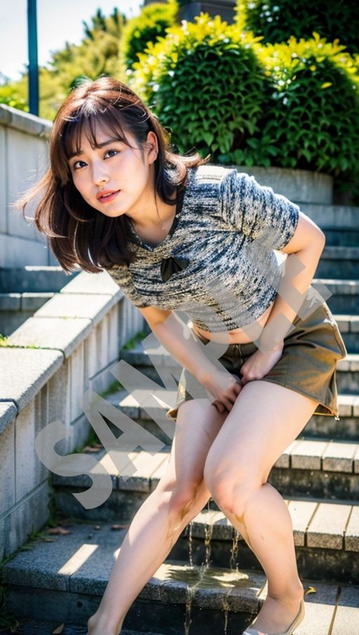 サンプル画像5:おしがま写真集 人妻達の失禁 街角編 VOL.1(AI人妻図鑑) [d_312610]