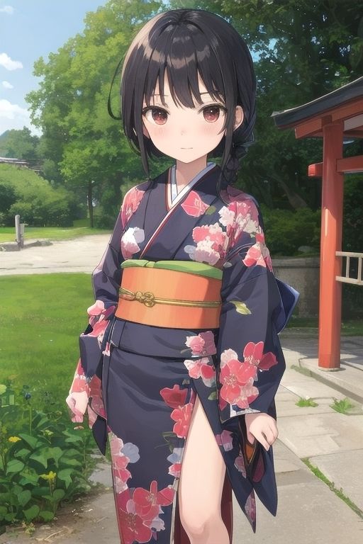 サンプル画像1:黒髪×着物×美少女脱がせてみた？(くまとねこ屋) [d_312623]