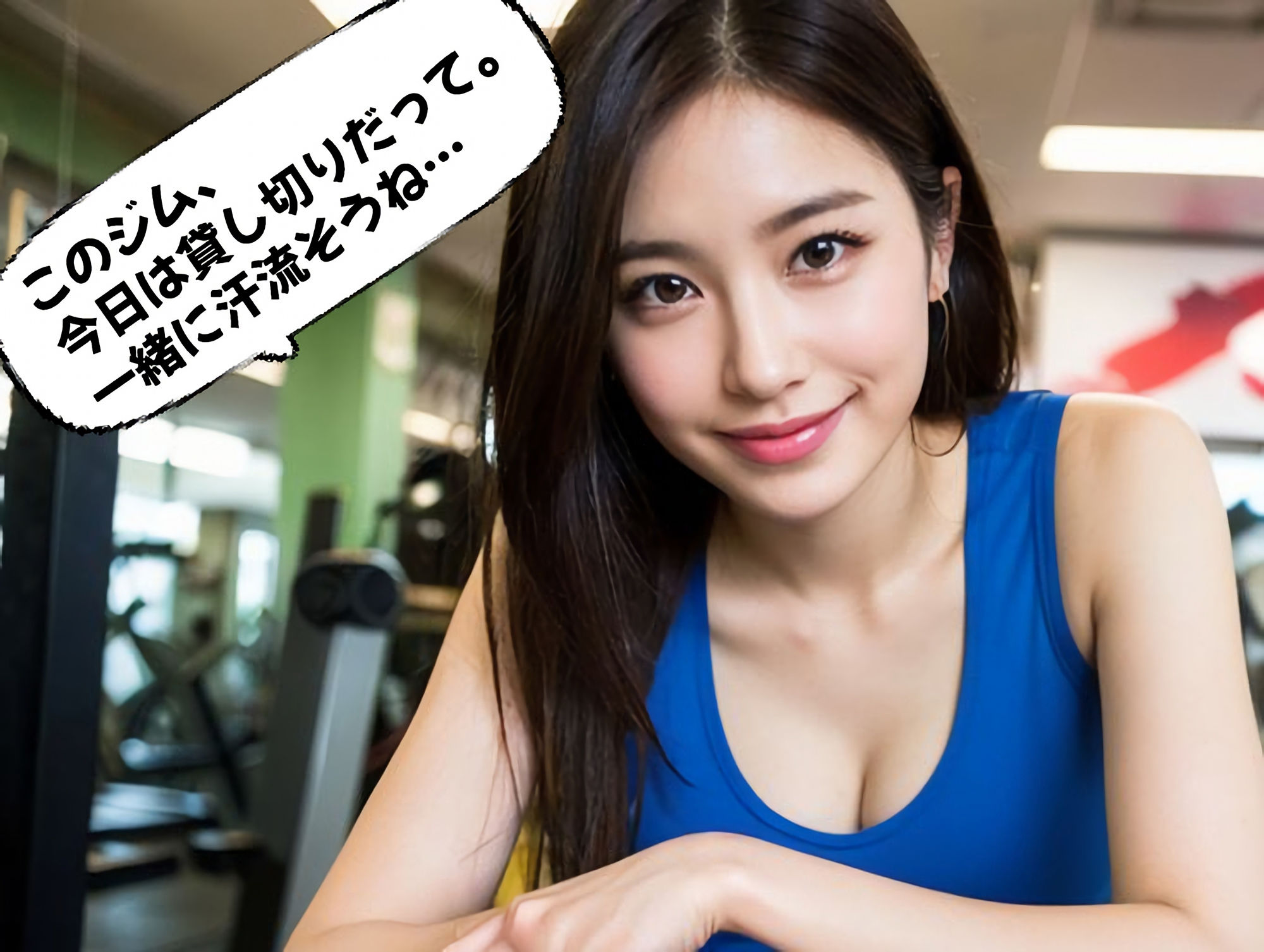 サンプル画像5:【高画質】「身体のラインが出るからちょっと恥ずかしいな…」キュートな誘惑、タンクトップが引き立てる魅力的な体〜かわいくてセクシーなAI写真集vol.22（全298ページ）(AIグラビア出版) [d_312961]