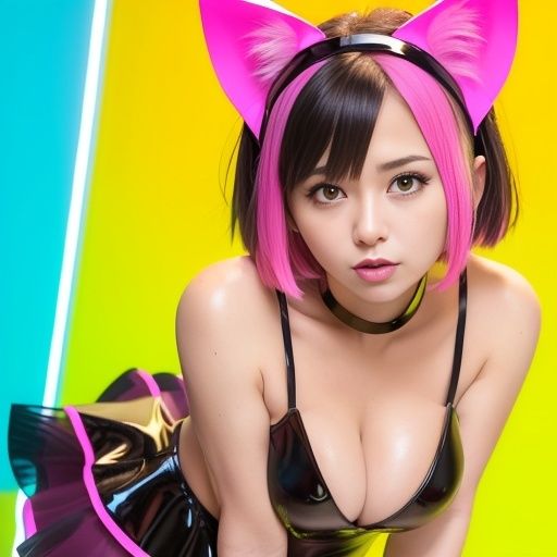サンプル画像4:猫耳サイバーゴスの仮想地下アイドル達（セリフなし AI画像集）(シックススイートナイン) [d_313339]
