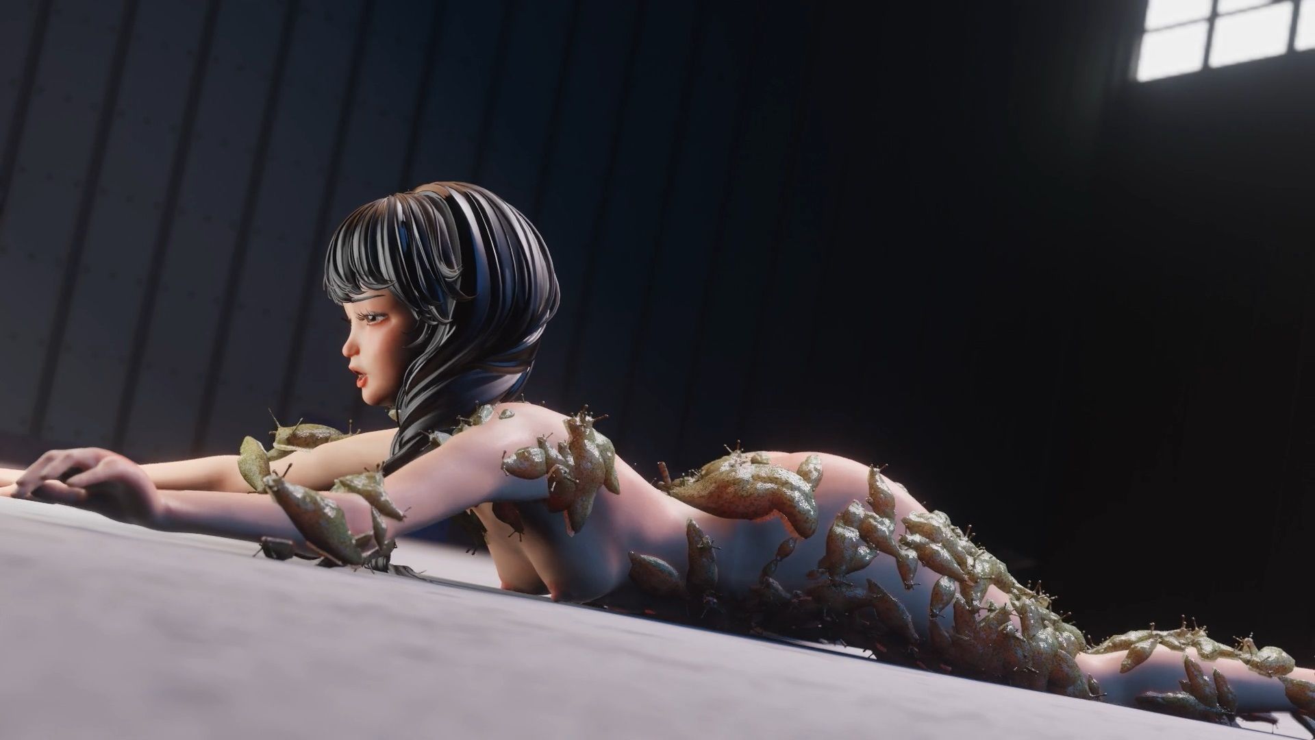 サンプル画像4:三つ編み少女とナメクジ地獄(湖畔の家) [d_313824]