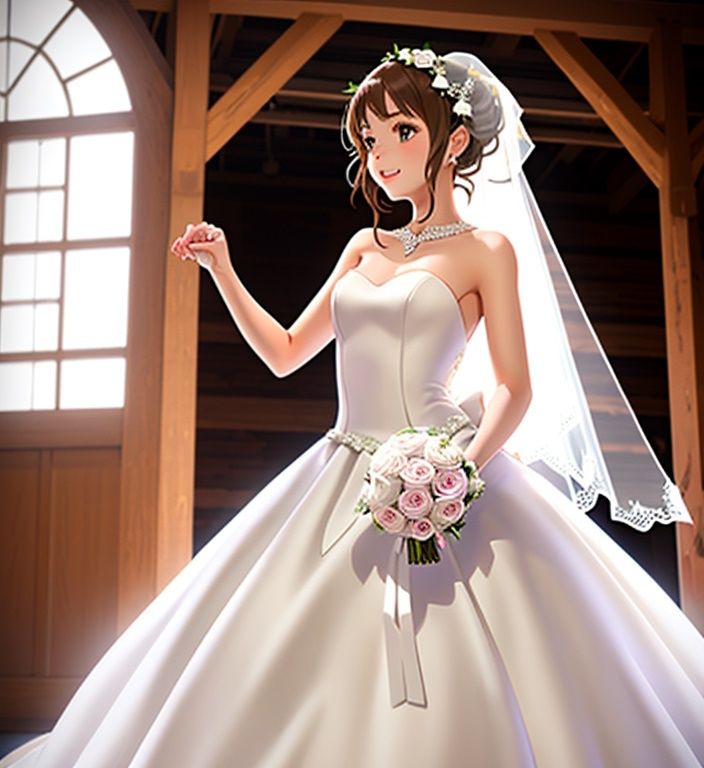 サンプル画像1:AIに描かせたウェディングドレス姿の女の子(オレンジクリエイト・みかんソフト) [d_313880]