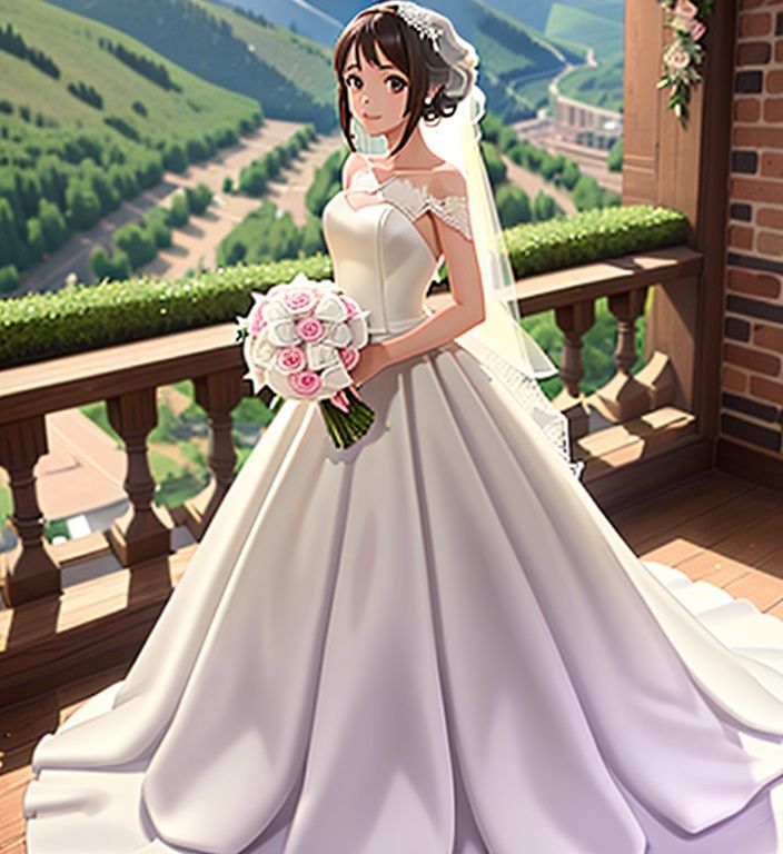 サンプル画像2:AIに描かせたウェディングドレス姿の女の子(オレンジクリエイト・みかんソフト) [d_313880]