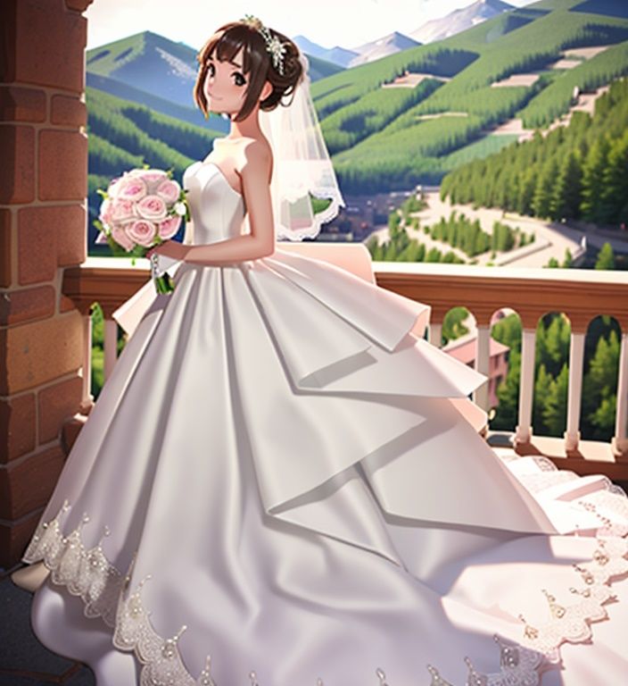 サンプル画像3:AIに描かせたウェディングドレス姿の女の子(オレンジクリエイト・みかんソフト) [d_313880]