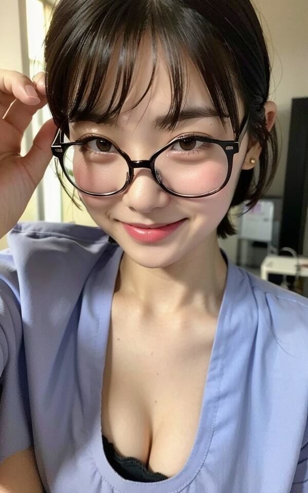 サンプル画像1:萌え萌え【貧乳眼鏡】看護師〜そろそろ休憩の時間〜(シェルシボロケンロー) [d_313938]