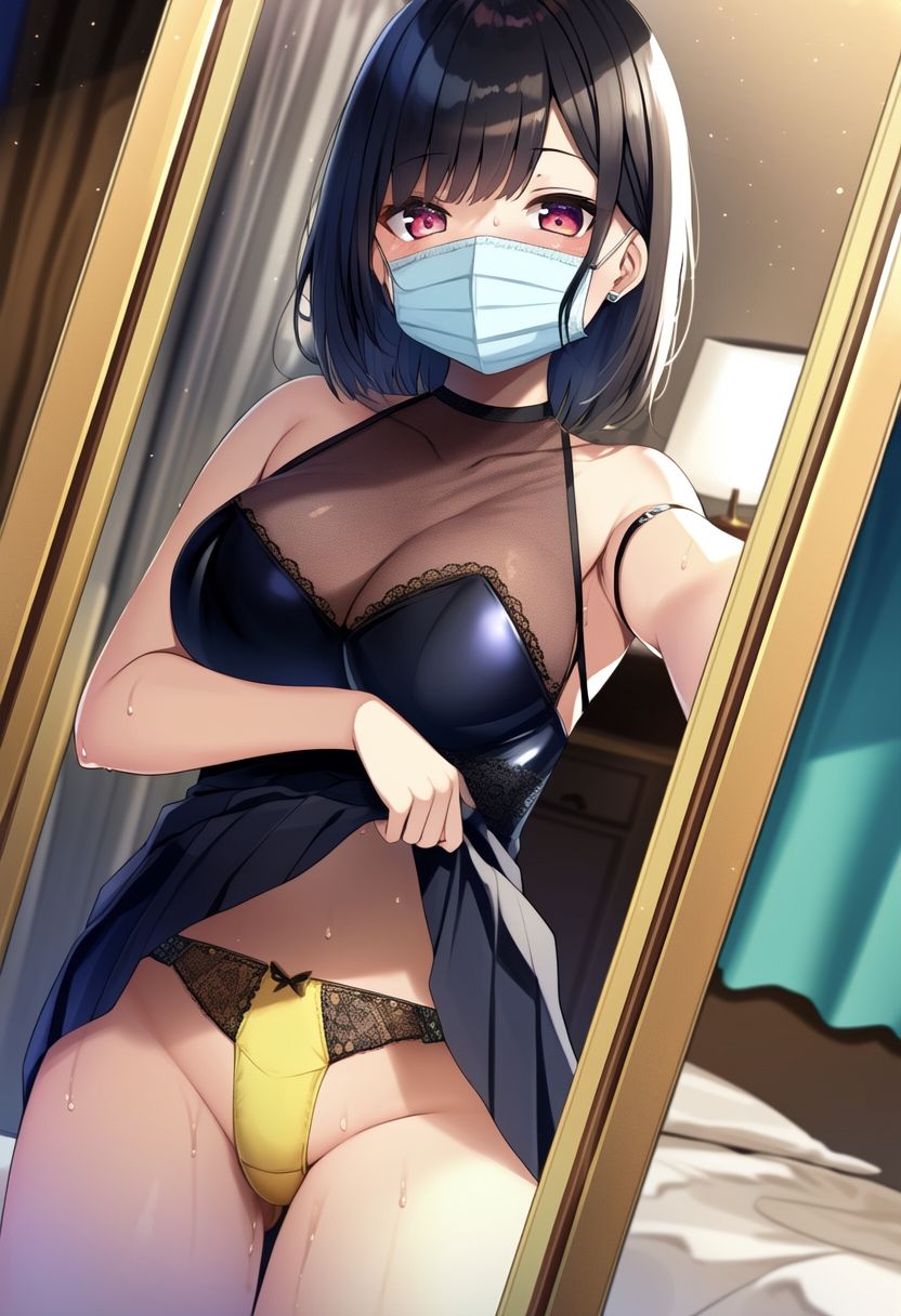 サンプル画像1:人気裏垢女子と仲良くなったら俺だけにプライベート自撮りエロ画像を送ってくるイラスト集500枚（セルフィー・スマホ・SNS・裏アカ・マスク・大人のおもちゃ）(絵師たか) [d_314108]