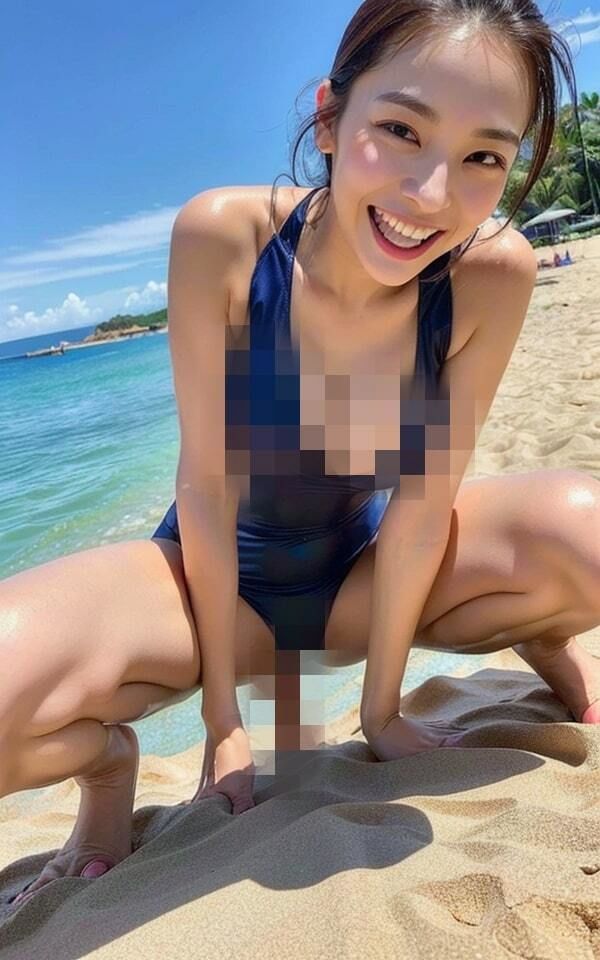 サンプル画像4:【テカテカ競泳水着】水着で水泳大会 女だらけのはっちゃけタイム(夜行三輪車) [d_314529]