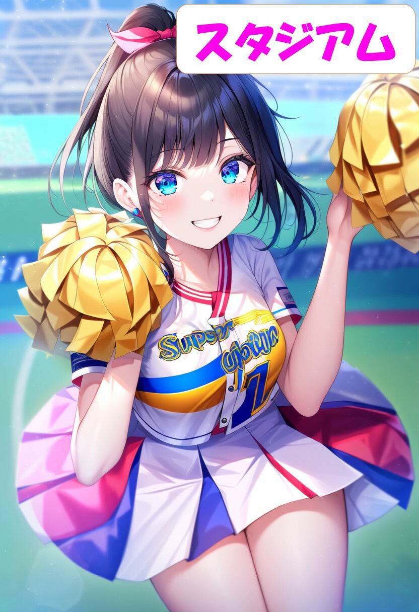 【セックスイラスト集】学園アイドル‐ピンクと黒髪の美人チアガールにどっぷり中出し!〈300枚〉教室・更衣室・スタジアムのサンプル画像 6