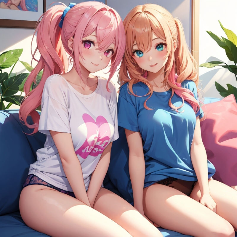 サンプル画像1:自宅だと下着でうろつく仲良し姉妹(BMさん) [d_315026]