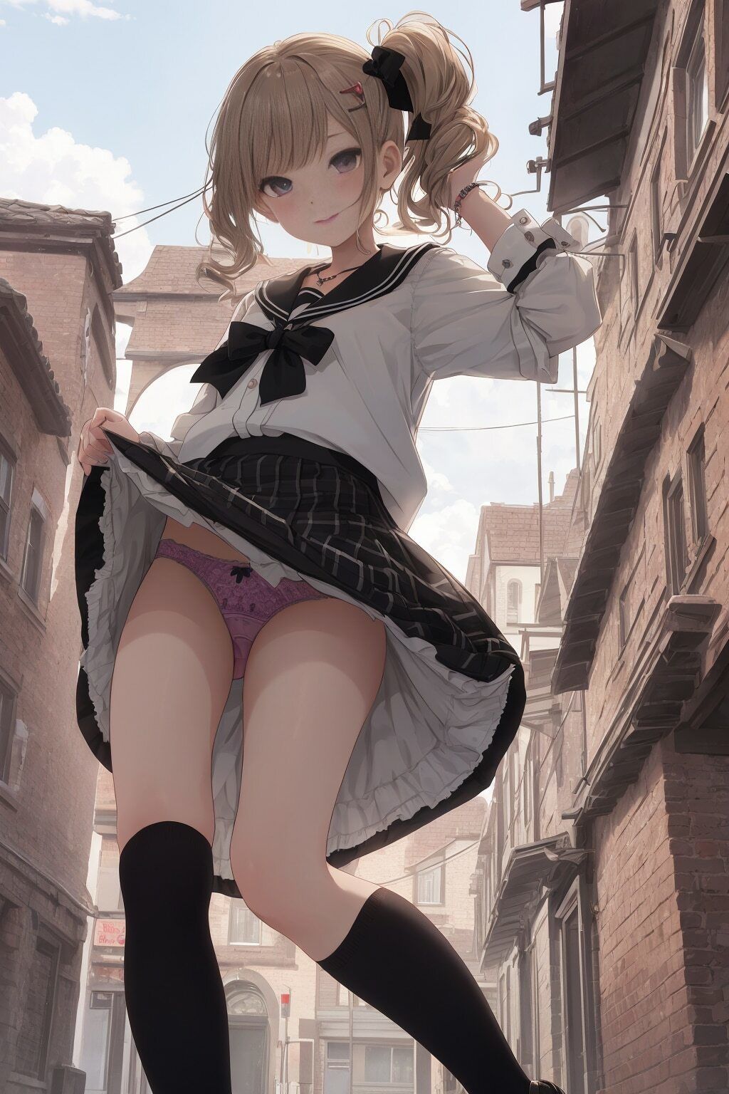 サンプル画像3:謎のパンツ見せっ娘変態集団★エロセーラー服の乙女たち(天然美女パンツ図鑑) [d_315319]