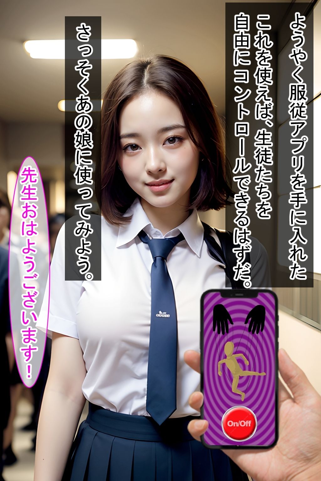 サンプル画像1:服従アプリで女子校生に羞恥プレイ(Mスタ) [d_315599]