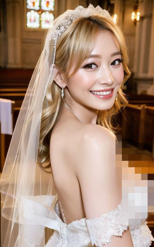 サンプル画像2:【金髪ギャル】ちょっとHな花嫁衣装(ウシロムキパイロット) [d_315736]