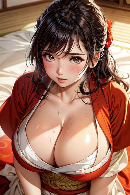 サンプル画像1:爆乳AI脱ぎかけ着物1(AI出版) [d_316003]