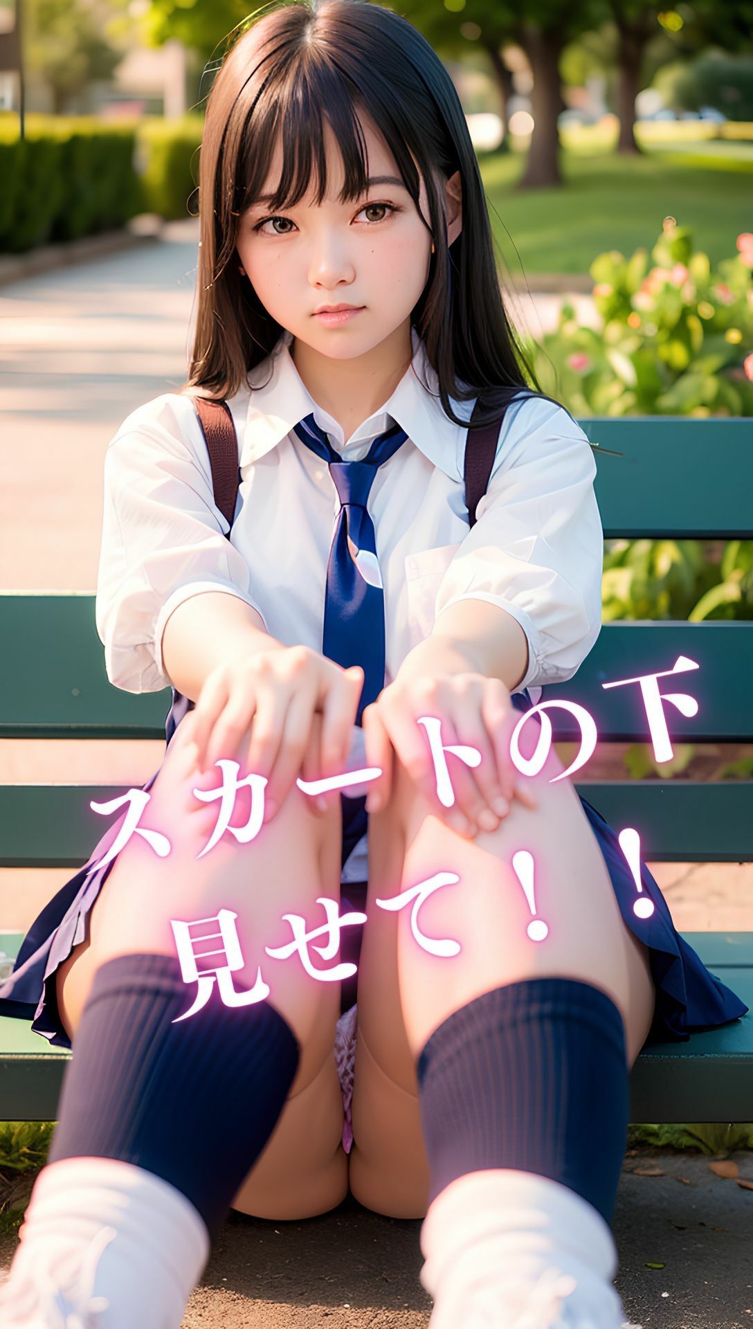 サンプル画像2:女子校生のスカートの下は汚パンツ！？ノーパン！？(AIbijyo) [d_316153]