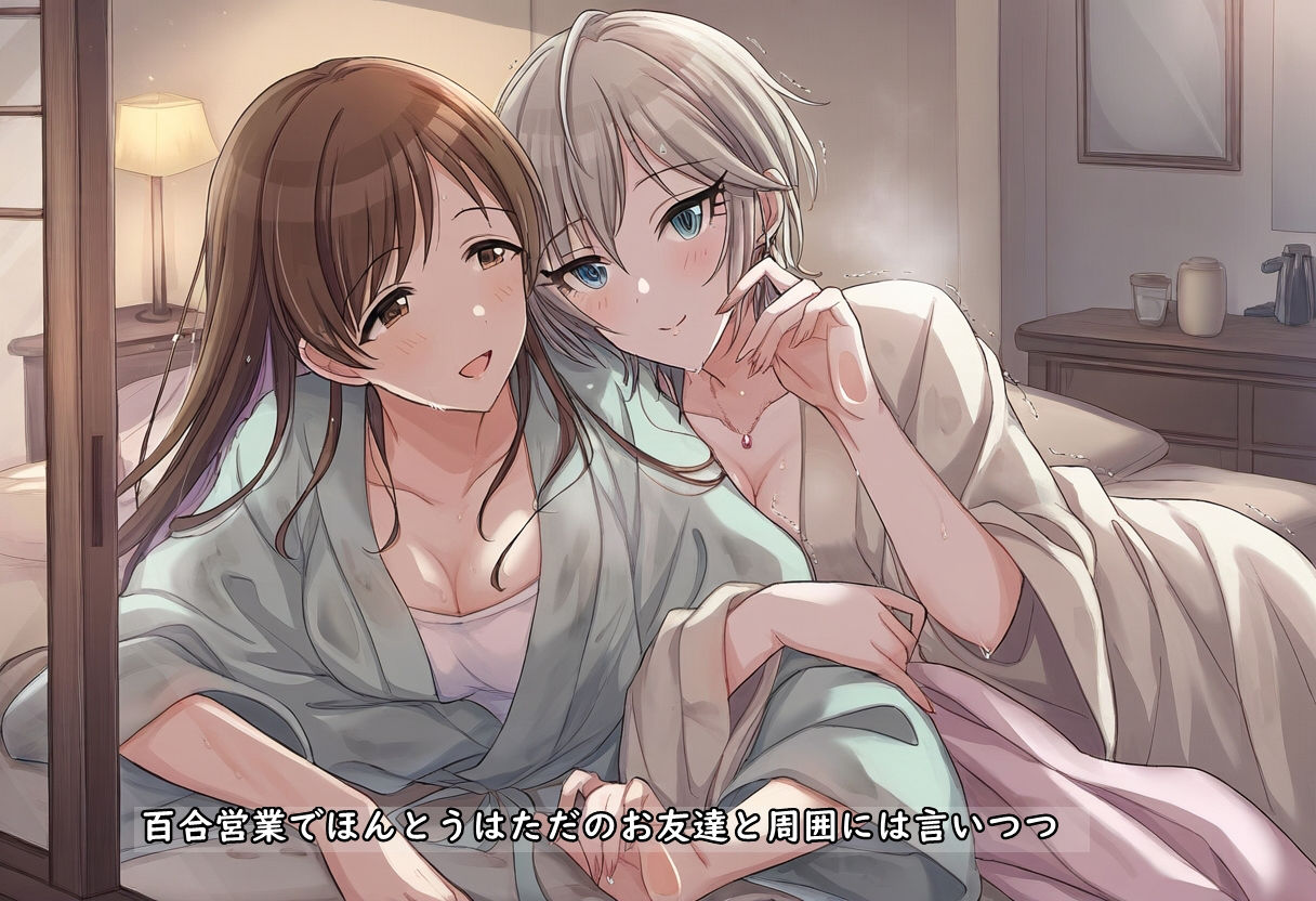 サンプル画像1:ユリハサ！ 百合営業しているアイドルのPになったら本当にレズってた二人の間に挟まることになりました(催●スマホの淫魔) [d_316219]