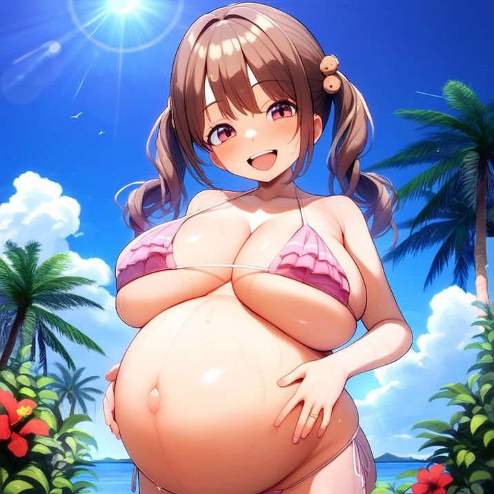 サンプル画像6:ボテ腹ビキニ少女イラスト集(やる気迷子) [d_316519]