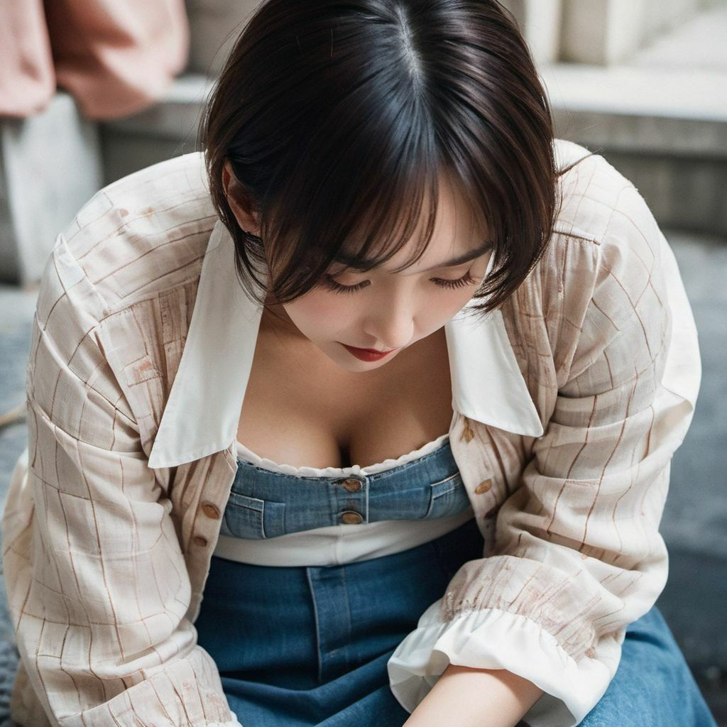 サンプル画像2:公園でママ友に出会ったのだが、 いろいろ見えそうで 目のやり場に困っている僕。3(ムネキュンAI妄想) [d_317255]