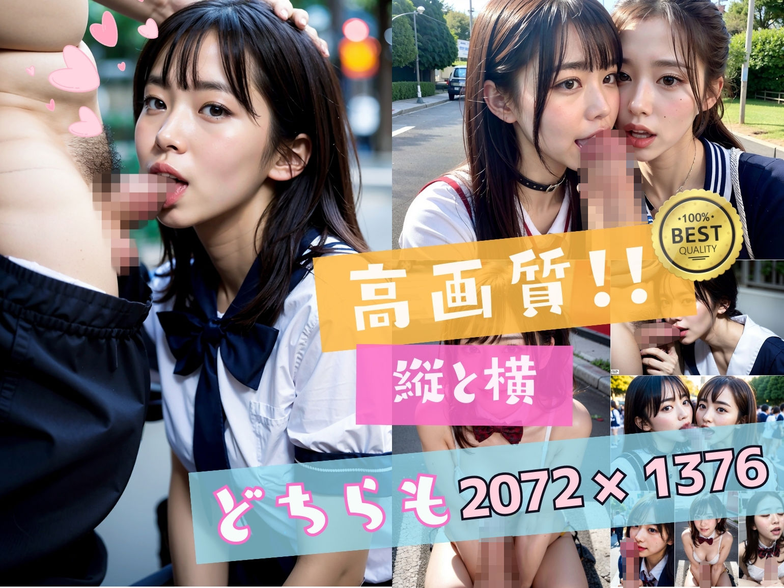 サンプル画像3:えちえちJKフェラチオ祭 – おちんちん大好きJKの痴態(AI美女はセカイを◯◯◯？) [d_317286]