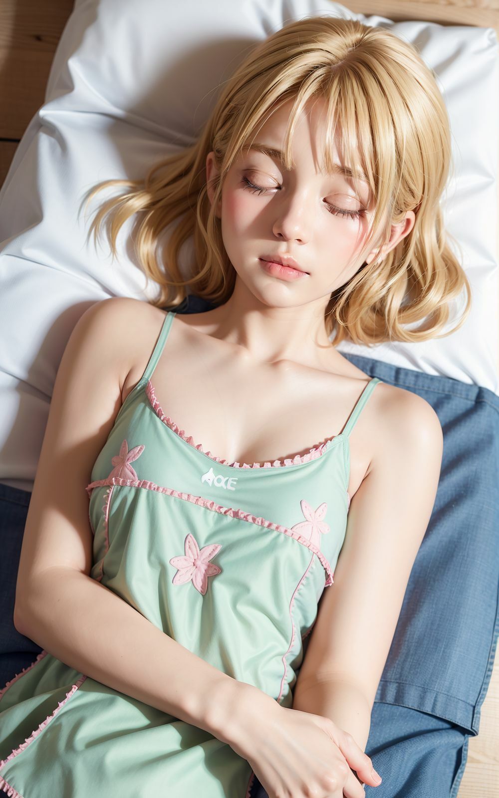 サンプル画像1:AIフォトモデル 少女の寝顔(AI ヤン) [d_317540]