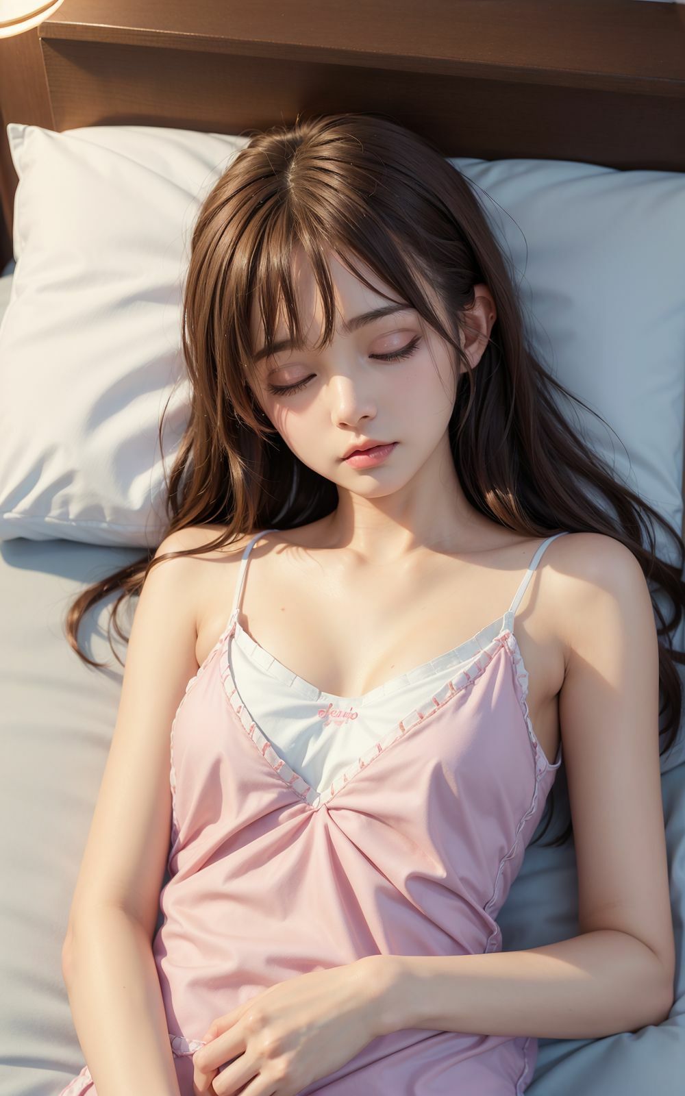 サンプル画像2:AIフォトモデル 少女の寝顔(AI ヤン) [d_317540]