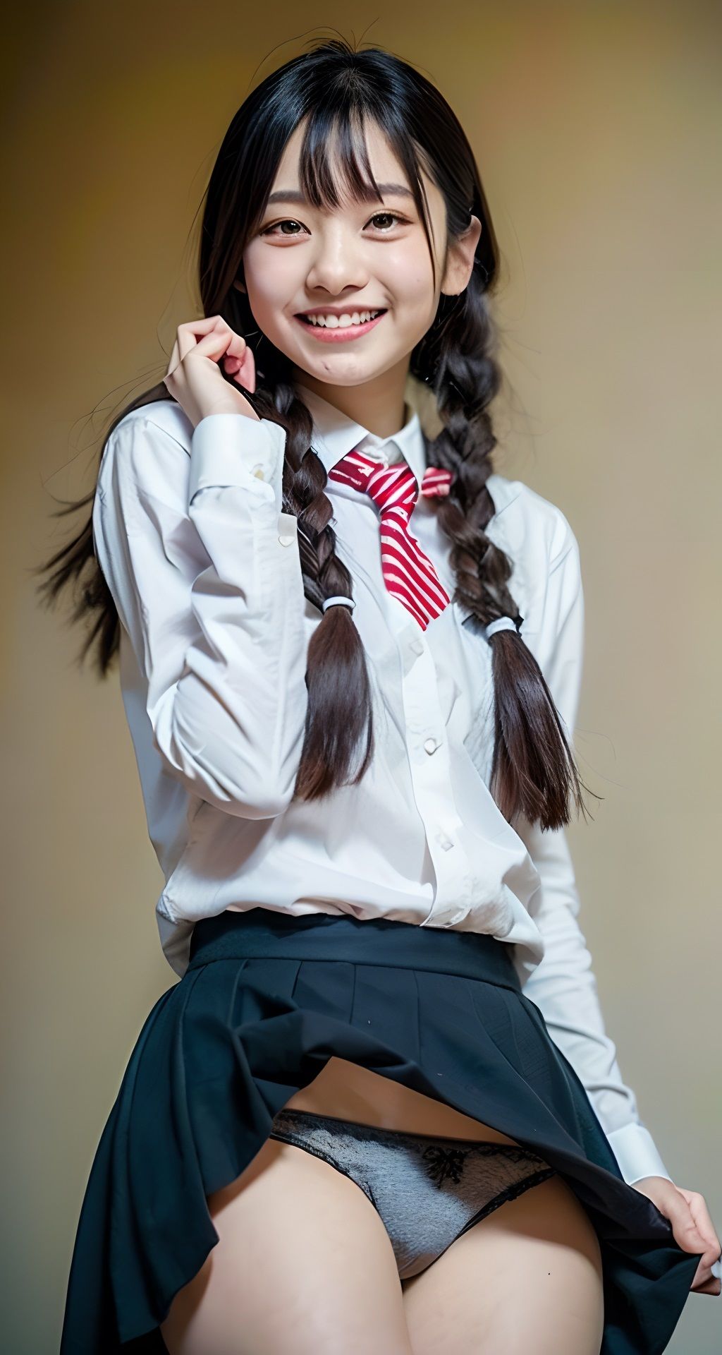 サンプル画像5:絶対領域！！パンツを見せてくるニーハイ女子校生たち AIグラビア写真集(BANANAクラッシュウォリアーズ) [d_317940]