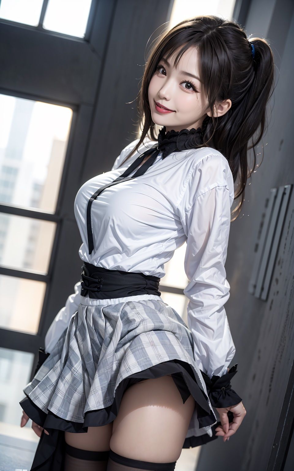 サンプル画像6:絶対領域！！パンツを見せてくるニーハイ女子校生たち AIグラビア写真集(BANANAクラッシュウォリアーズ) [d_317940]