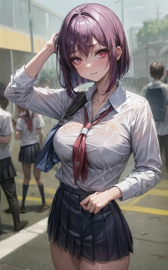 サンプル画像1:荒廃した街の女学生 264枚(AIイラストラボ) [d_317964]