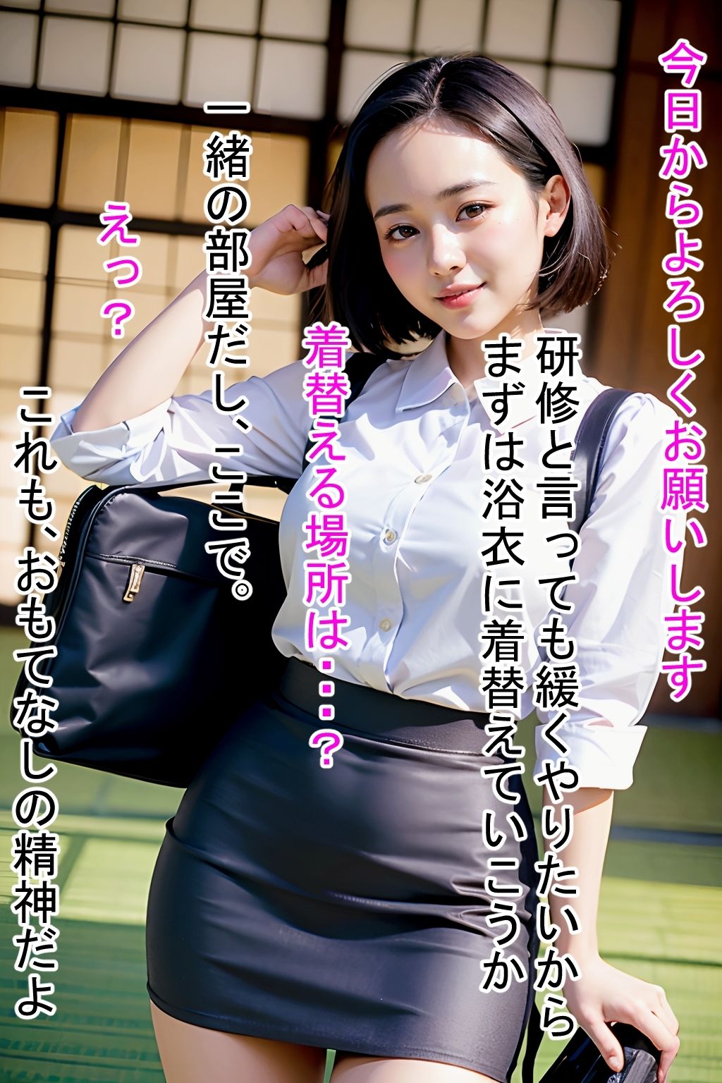 サンプル画像1:【出張相部屋】巨乳の新人OLに中出し研修(Mスタ) [d_317985]