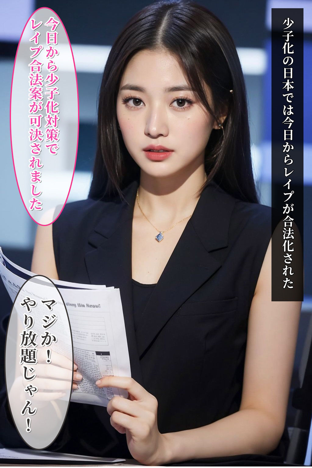 サンプル画像1:少子化対策で中出しレ●プが合法化！やりたい放題で即ハメ！(もしもの世界) [d_318077]