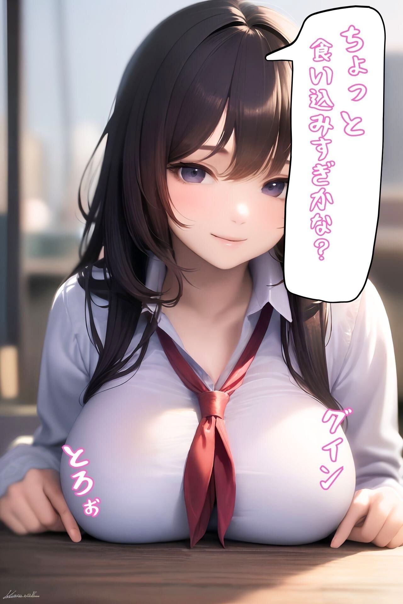 サンプル画像2:美少女の学生服を覗き見グラマラスボディ(アニメ美女) [d_318276]