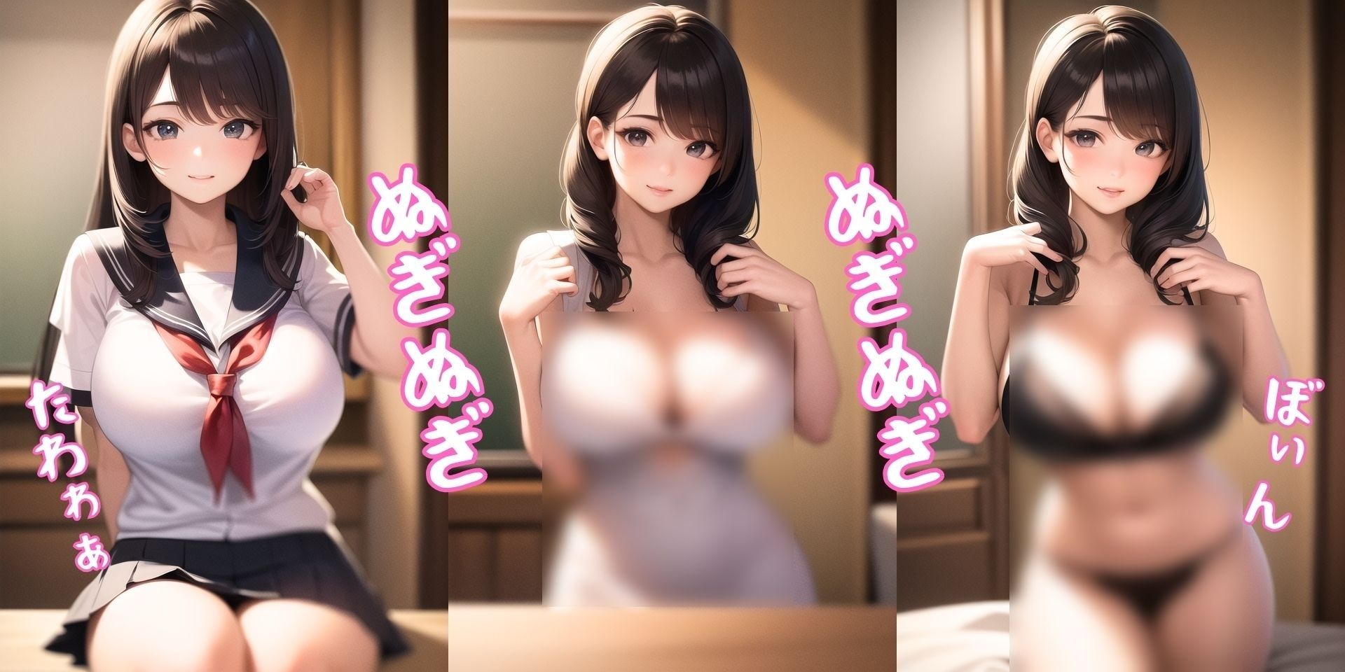 サンプル画像3:美少女の学生服を覗き見グラマラスボディ(アニメ美女) [d_318276]