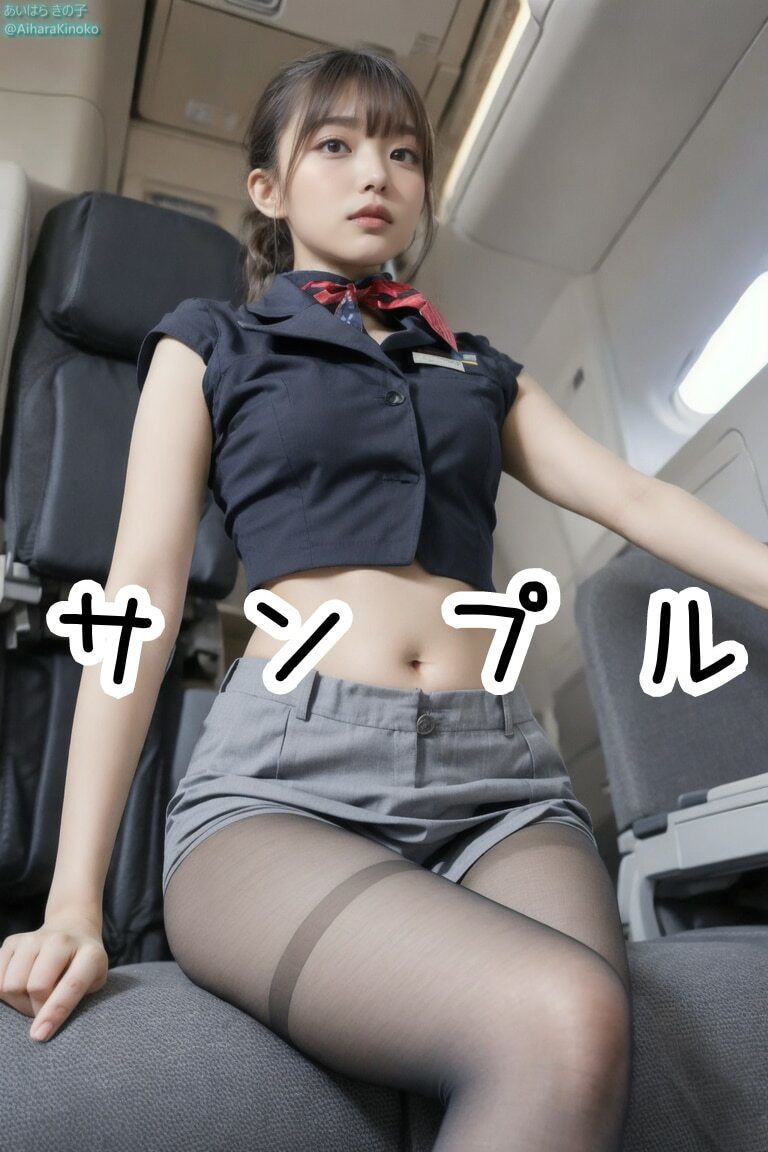 サンプル画像2:【盗撮風】美人CAさん達の黒スト美脚集（たまにパンチラ？）(AiharaKinoko フェチAI愛) [d_318734]
