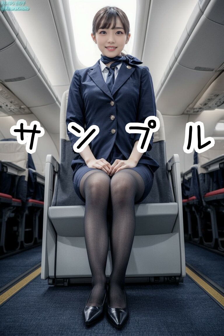 サンプル画像4:【盗撮風】美人CAさん達の黒スト美脚集（たまにパンチラ？）(AiharaKinoko フェチAI愛) [d_318734]