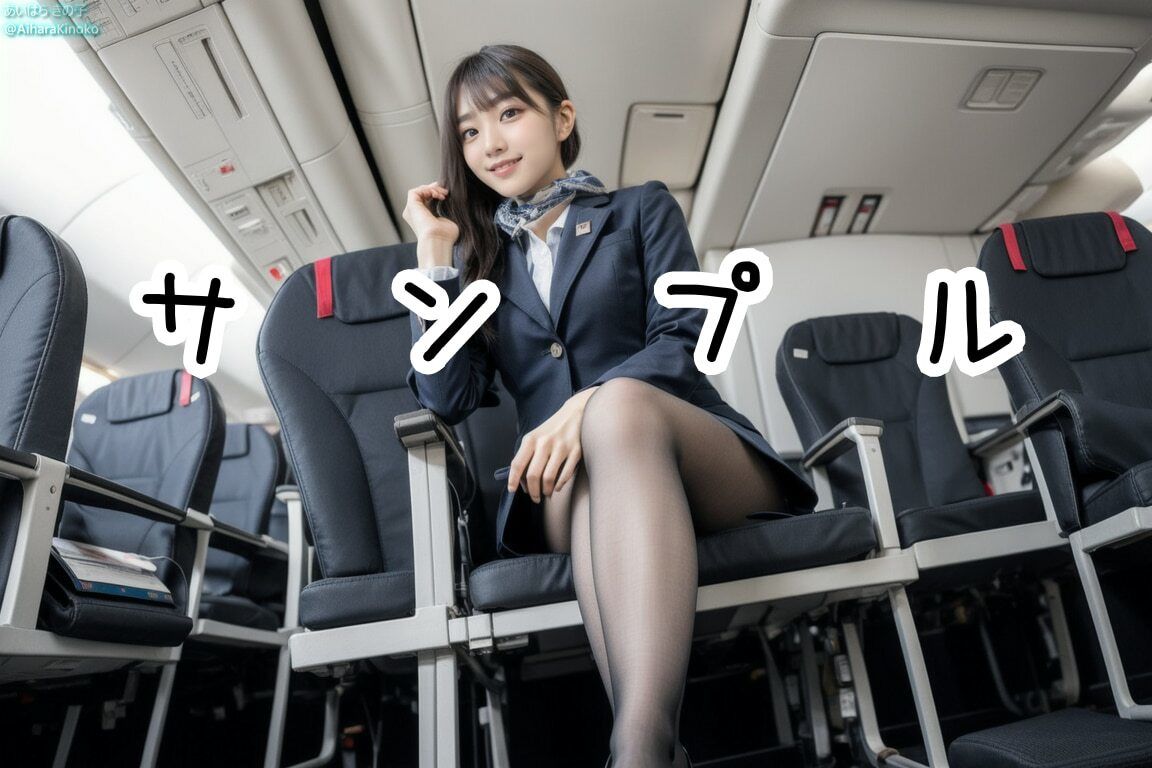 サンプル画像6:【盗撮風】美人CAさん達の黒スト美脚集（たまにパンチラ？）(AiharaKinoko フェチAI愛) [d_318734]