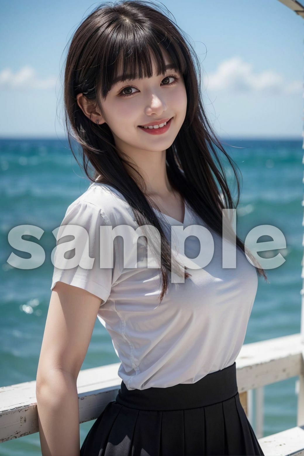 サンプル画像1:美女と海辺で野外プレイ(AI_Fits) [d_319167]