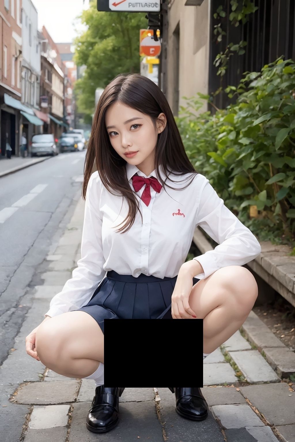 見せたがり女子校生！路地裏でこっそり開脚...。あなただけに見せる秘部