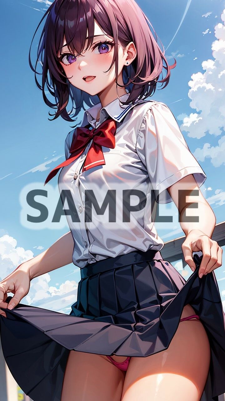 サンプル画像5:自ら下着を見せてくれる制服女子(AI愛create) [d_319613]