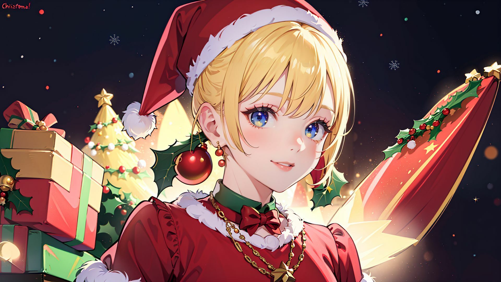 サンプル画像2:Full HD サンタコスプレイラスト壁紙(AI ヤン) [d_319758]