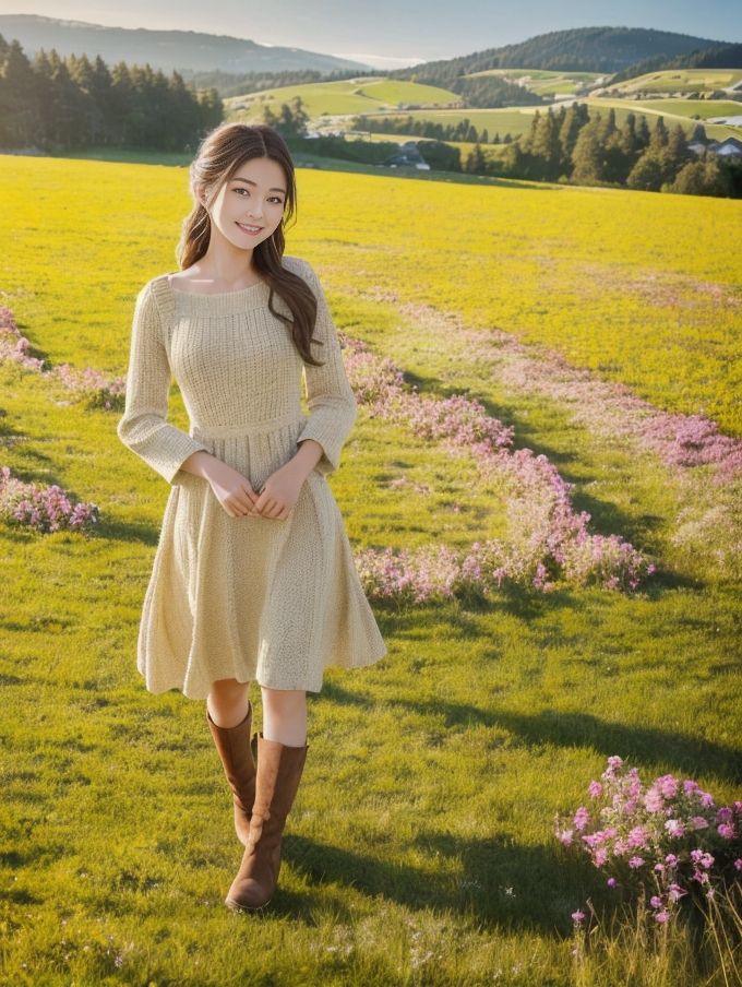 サンプル画像3:草原の少女(幻影空域) [d_319780]