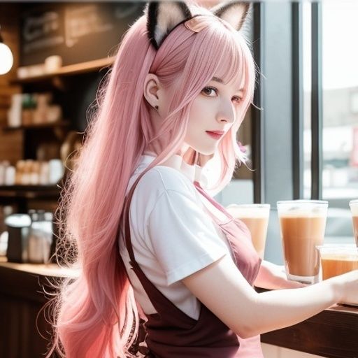サンプル画像1:猫耳バリスタ美女のおっぱい（セリフなし AI画像集）(アフェアーアモーレ) [d_319877]