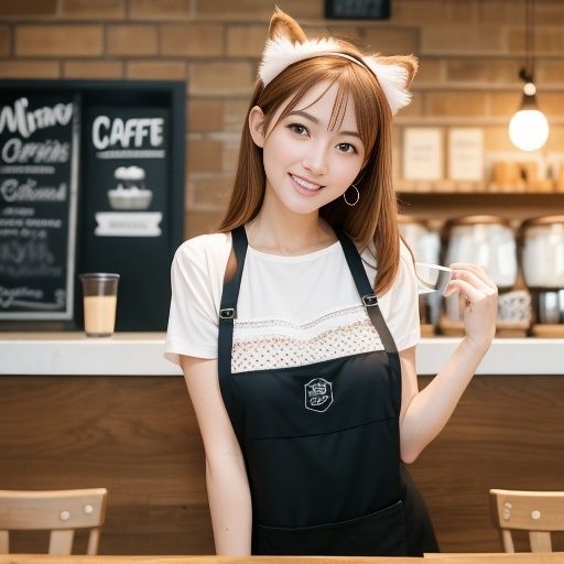 サンプル画像4:猫耳バリスタ美女のおっぱい（セリフなし AI画像集）(アフェアーアモーレ) [d_319877]