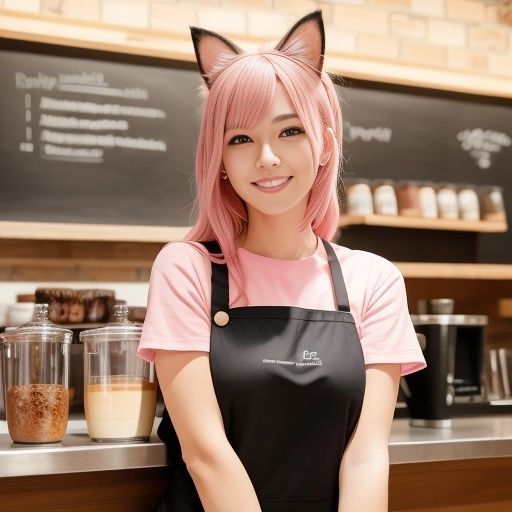 サンプル画像5:猫耳バリスタ美女のおっぱい（セリフなし AI画像集）(アフェアーアモーレ) [d_319877]