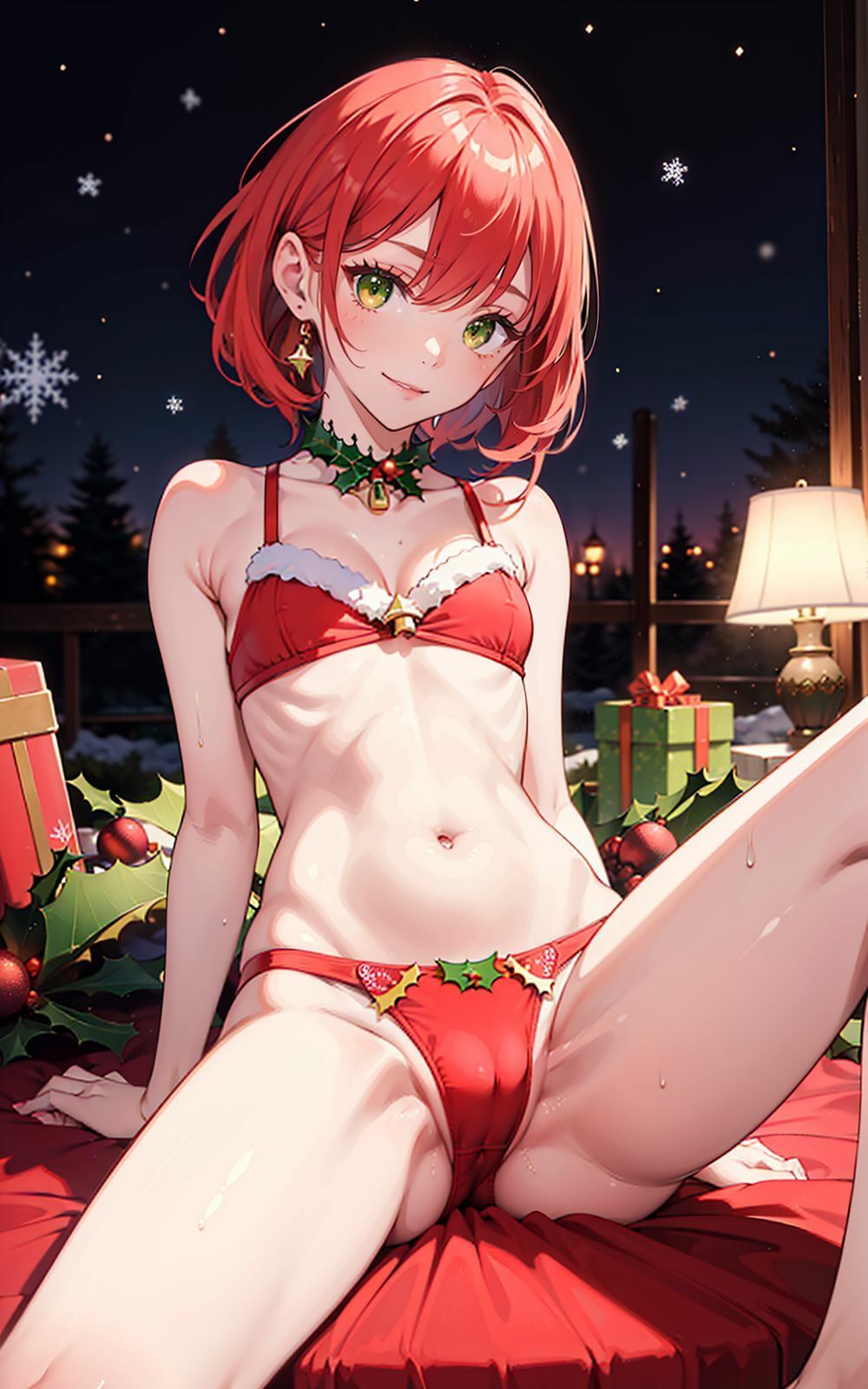 サンプル画像5:X’mas Lingerie クリスマスランジェリーイラスト(AI ヤン) [d_320237]