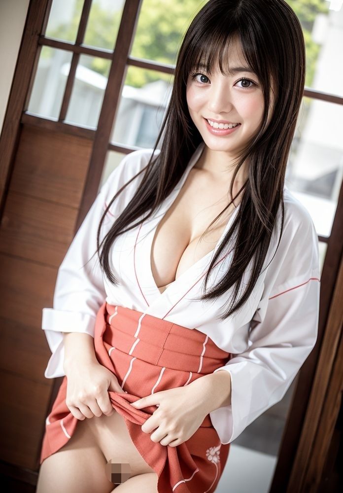 サンプル画像3:清楚な巫女さんのマ◯コ見せ(はむすたー美女団) [d_320245]