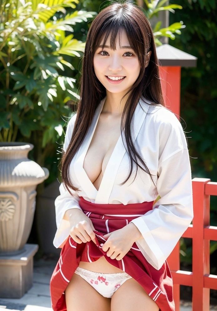 清楚な巫女さんのマ◯コ見せのサンプル画像 6